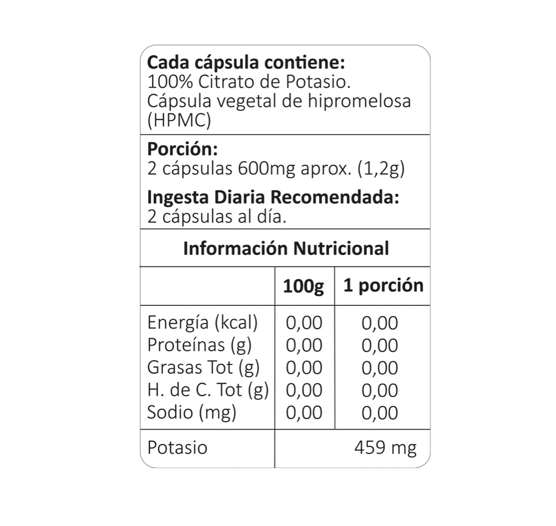 Citrato de Potasio, 60 cápsulas vegetales