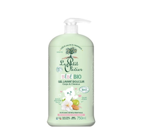 Gel Baño Bebe Bio Cuerpo y Cabello 750ml. Le Petit Olivier